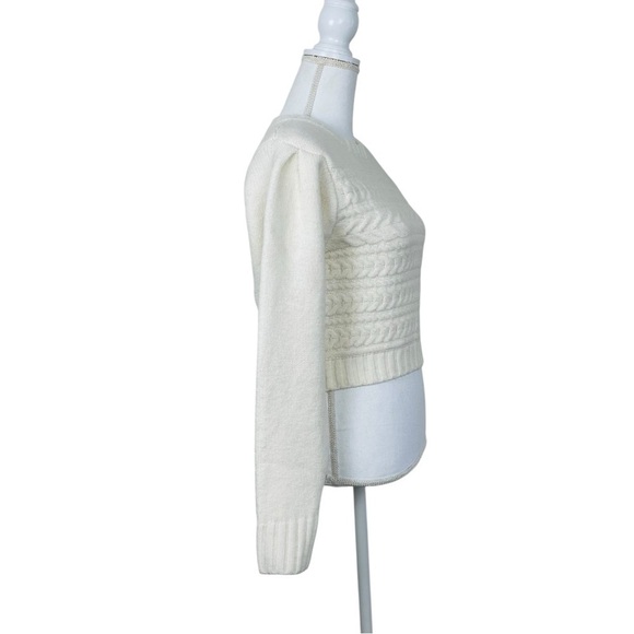 For Love & Lemons Dominique Shoulder Pad Sweater In Ivory Size XSmall - Picture 10 of 15